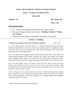 Grade IX English Exam Paper - Half Yearly