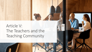 Teacher Ethics: Article V - Teaching Community Standards
