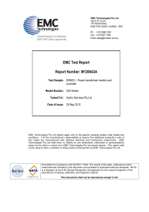 EMC Test Report: Power Transformer Monitor Compliance