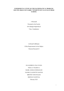 Math Problem-Solving Skills of Grade 7 Students