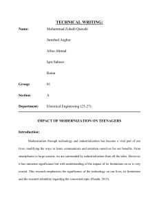 Modernization's Impact on Teenagers: A Research Paper