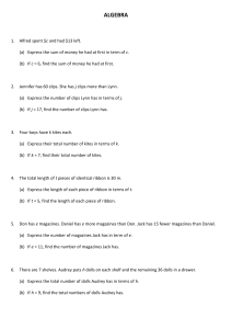 Algebra Worksheet: Equations & Word Problems