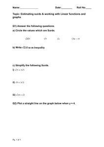 Surds & Linear Functions Worksheet: Algebra Practice