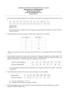 Mathematics IV Tutorial: Regression, Correlation, ANOVA