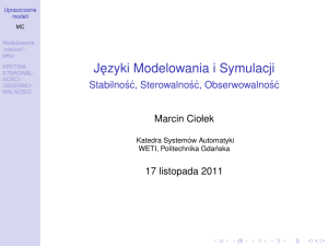 Upraszczanie Modeli, Sterowalność i Obserwowalność