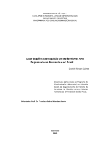 Lasar Segall e a Persegui&ccedil;&atilde;o ao Modernismo: Arte Degenerada