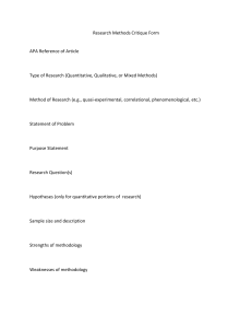 Research Methods Critique Form