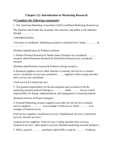 Marketing Research: Exam Prep - Definitions & Fill-in-Blanks