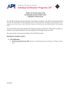 API 580 Risk-Based Inspection Certification Exam Body of Knowledge
