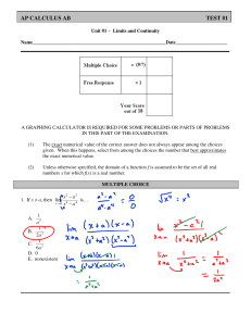 AP Calculus AB Test: Limits and Continuity