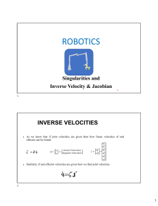 Robotics: Singularities, Inverse Velocity & Jacobian