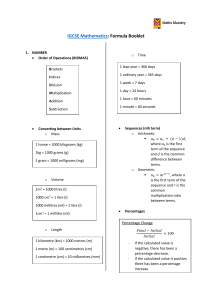 IGCSE Mathematics Formula Booklet