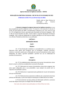 ANVISA RDC 654: Boas Práticas de Fabricação de IFAs