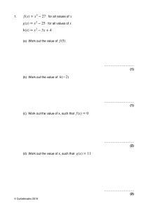 Function Evaluation & Inverse Functions Worksheet