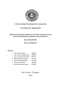 Reducci&oacute;n de Cavitaci&oacute;n en &Aacute;labes de Turbinas con Escamas de Peces