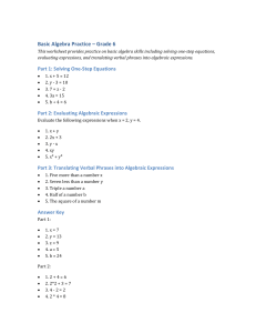 Práctica de Álgebra Básica - Hoja de Trabajo de 6to Grado
