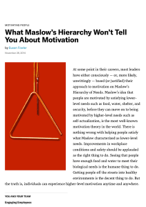 Beyond Maslow: Motivating with Autonomy, Relatedness, Competence