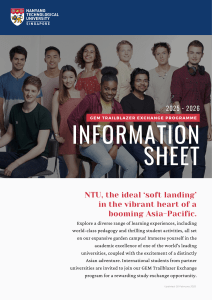 NTU GEM Trailblazer Exchange Programme 2025-2026