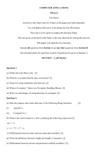 Computer Applications Exam Paper - Java Programming