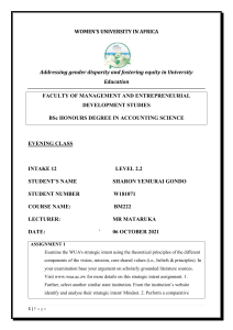 WUA & MSU Strategic Intent Analysis: A University Assignment