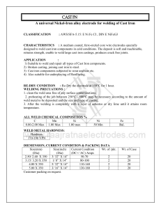 CAST FN Welding Electrode Specs - Nickel-Iron Alloy