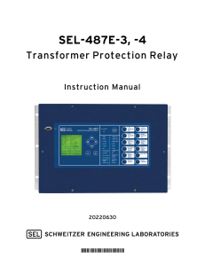 SEL-487E Transformer Protection Relay Instruction Manual