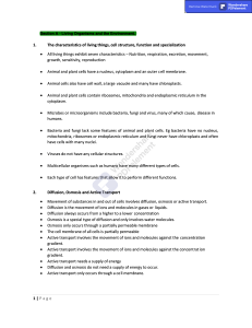 Biology Study Notes: Cells, Photosynthesis, and More