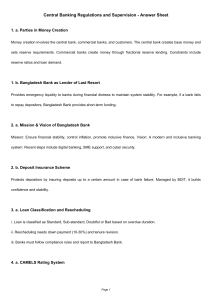 Central Banking Regulations & Supervision Answer Sheet