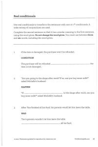 Real Conditionals Worksheet: English Grammar Practice