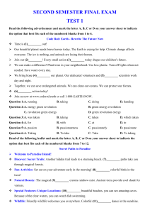 Second Semester Final Exam - Reading & Vocabulary