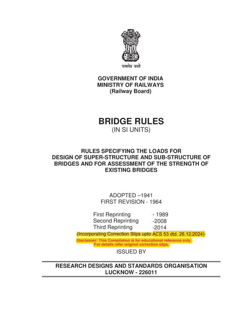 Indian Railway Bridge Design Rules & Load Specifications