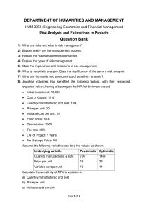 Engineering Economics: Risk Analysis Question Bank