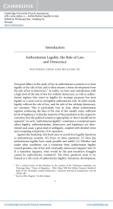 Authoritarian Legality in Asia: Rule of Law & Democracy