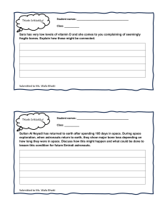 Vitamin D & Bone Health: Space Travel Bone Loss Worksheet