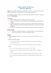 Tarea de Gesti&oacute;n de Memoria: C&aacute;lculo de Direcciones y Tablas de P&aacute;ginas