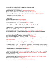 Physiology Practicals: Sample Questions & Answers