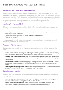 Social Media Marketing Agency Selection Guide India
