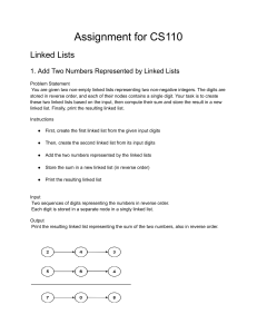 CS110 Assignment: Linked Lists, Stacks, and Queues