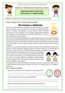 Hoja de Trabajo: Fortalezas y Debilidades para Estudiantes
