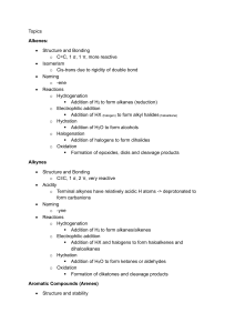 Alkenes, Alkynes, and Aromatic Compounds Study Notes