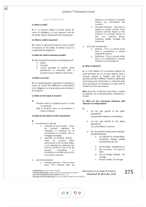Credit Transactions: Loans, Security & Bailment