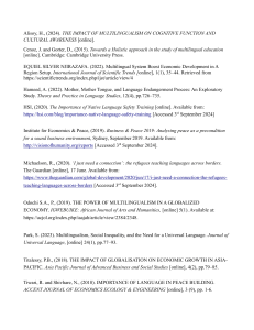 Multilingualism, Language & Education: Academic References