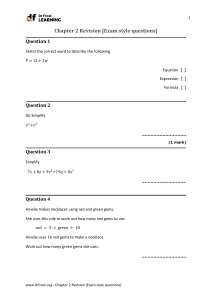 Chapter 2 Algebra Revision: Exam Style Questions