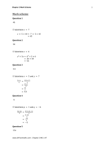 Chapter 2 Math Mark Scheme: Algebra Solutions