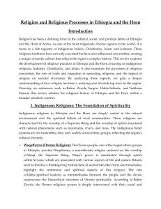 Religion in Ethiopia & the Horn: Processes & History