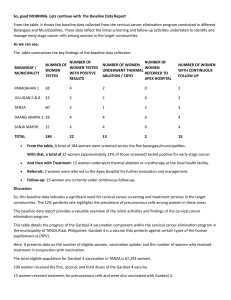 Cervical Cancer Elimination Program: Baseline Data & Outcomes