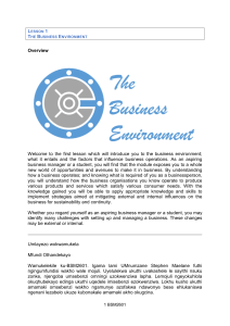 Business Environment: Lesson 1 Overview