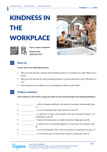 Kindness in the Workplace: Business English Worksheet
