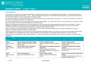 Cambridge Primary English Stage 1 Scheme of Work