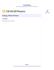 CIE IGCSE Physics: Energy, Work & Power Revision Notes